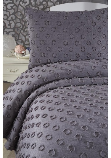 Çeyiz Diyarı Konik 2 Parça Tek Kişilik Pike Takımı Antrasit Antrasit