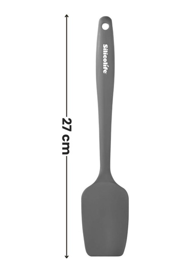 Silicolife Kaşık Spatula, Isıya Dayanıklı Yanmaz Yapışmaz Tek Parça Silikon Kaşık Spatula 27cm Antrasit Antrasit