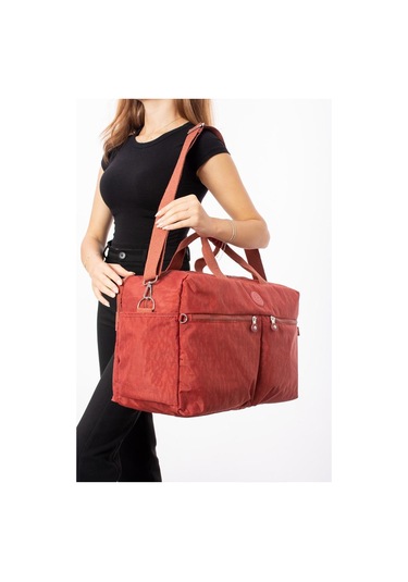 Seyehat Spor Çantası Kabin Boy Valiz 45 35 Cm Omuz Ve Çapraz Askılı Hafif Klinkır Çanta Su İtici Kiremit