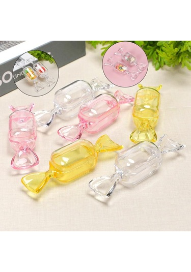 10 Adet/set Mini Plastik Şeffaf Şeker Kutusu Düğün Bebek Partisi Dekorasyonu İçin Sevimli Şeker Şeklinde Saklama Kabı Pembe