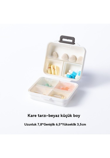 Taşınabilir İlaç Dağıtım Kutusu-beyaz Kare