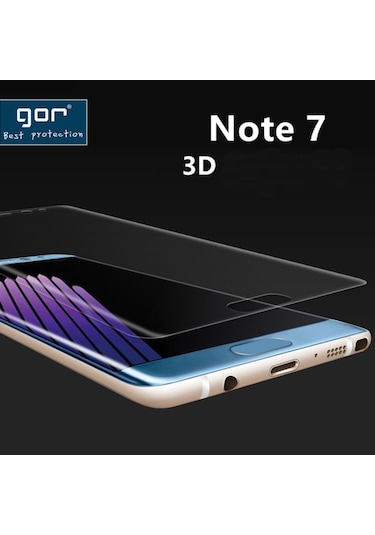 Gor Galaxy Note 7 Fan 3D Kavisli Darbe Emici Full Ekran Koruyucu Şeffaf (276815766)