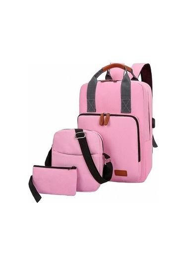 Yue Store Okul Çantası Usb Bilgisayar Siyahı Ec8myo Pembe