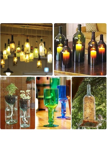 Cam Şişe Kesici Ayarlanabilir Dıy Şişe Kesme Aracı Şişeler Kesici Yaratıcı Abajur Mumluk Ekici Saksı