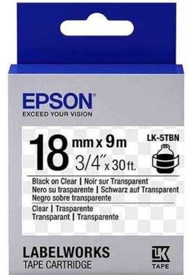 Epson Lk-5Tbn Transparan Üzerine Siyah Etiket