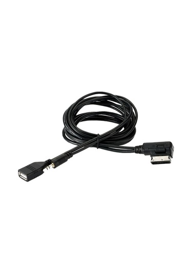 Audi Volkswagen İçin Amı Mmı Arayüzlü 1.5m Usb+aux Kablosu - Ses Aktarımı Ve Usb Şarj Desteği, Plug&play, Siyah