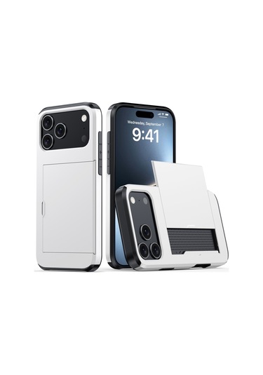 Snapbuy, İphone Uyumlu İçin Kredi Kartı Bölmesi Olan Cüzdan Kılıfı  İphone Uyumlu 16e Beyaz