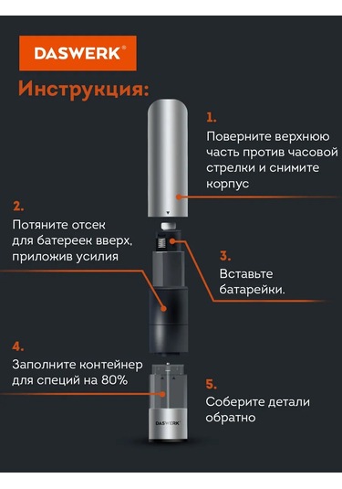 Daswerk Baharat Ve Tuz İçin Elektrikli Değirmen, Öğütücü 2'li 260871657 Beyaz