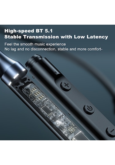 Skycity Kolle Takılı Bluetooth 5.1 Kulaklık - Spor İçin Kablosuz, Manyetik Tutma, 15 Saat Çalma Süresi, Kırmızı