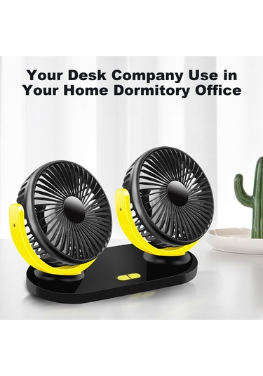 Youtek Dual Head 360 Döner Usb Fan - 3 Hızlı, Sessiz, Araç/ofis/masaüstü - 5v 10w R-8037