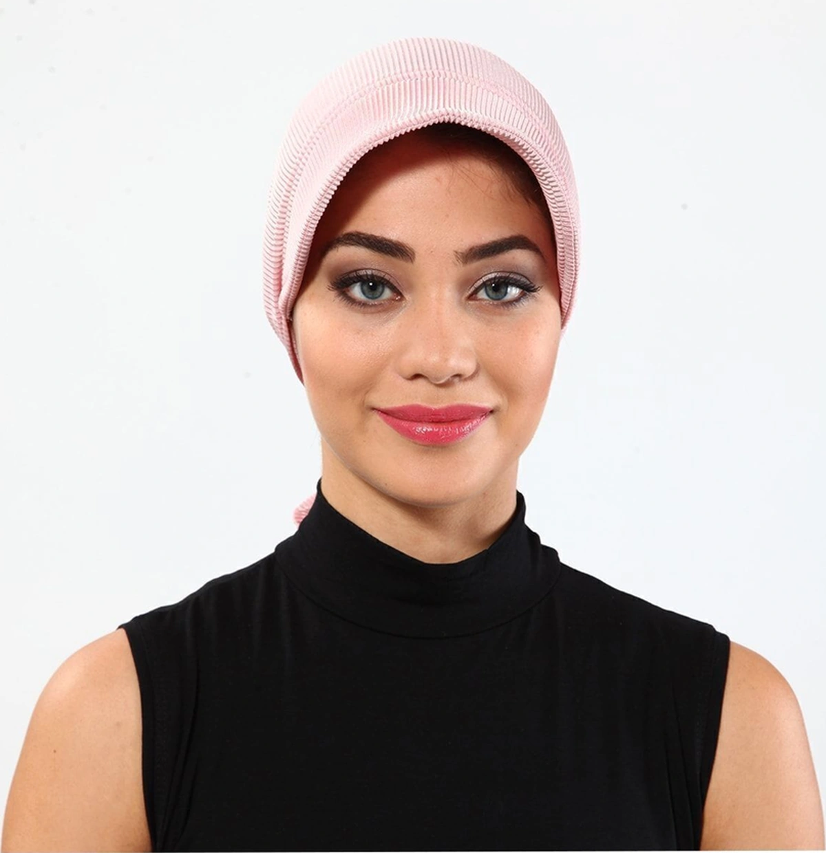 Plise Şapka Pudra Hazır Türban Tesettür Havuz Bonesi Pudra
