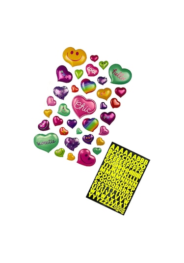 3d Kalpler 35 Parça Sticker Seti Ve 140 Harf Çıkartma Seti