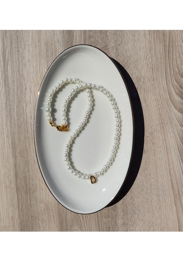 İnci Zerafetinde Harfli İnci Kolye - Kişiselleştirilmiş Hediye 3461000000265 Beyaz