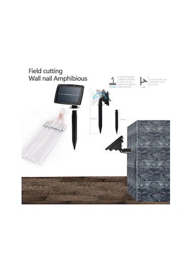 Güneş Enerjili Beyaz 8 Tüplü Bahçe-noel Ağacı-yılbaşı Dekor Süs Beyaz