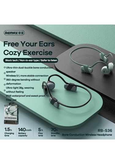 Remax RB-S36 Bluetooth 5.1 Kemik İletimli Kulak Üstü Kulaklık