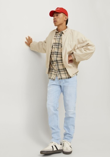 Jack & Jones Erkek Erik 712 Tapered Fit Jean 12255431 Blue Denim