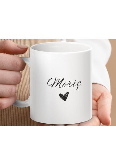 Meriç İsimli Kupa Bardak, İsimli Bardak, Hediye Kupa Bardak, Kahve Kupa Bardak Beyaz
