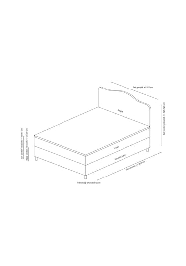 150x200 Vassi Baza Başlık Seti - Antrasit