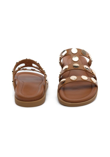 Greyder 34512 Taba Hakiki Deri Kadın Terlik-816 Taba