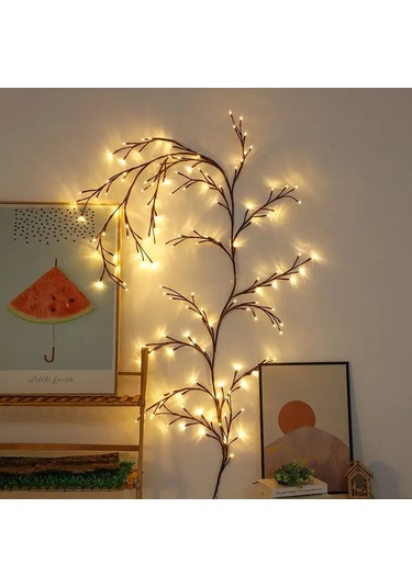 Suofeng 1.6m Led Dal Işıklı Simülasyon Süper Yay, 72 Led Usb Girişli 8 Fonksiyonlu Odalar İçin Dekoratif Atmosfer Işığı Ip45 Sıcak Beyaz