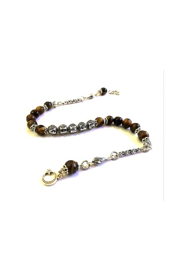 Tesbihsakarya Zaza - Isimli - Kişiye Özel - Kaplan Gözü Doğaltaş Tesbih - 8 Mm