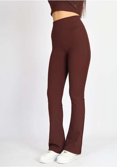 Soft&Basic Kadın Kaşkorse Raporlu Toparlayıcı İspanyol Paça Kahverengi Tayt Pantalon Kahverengi