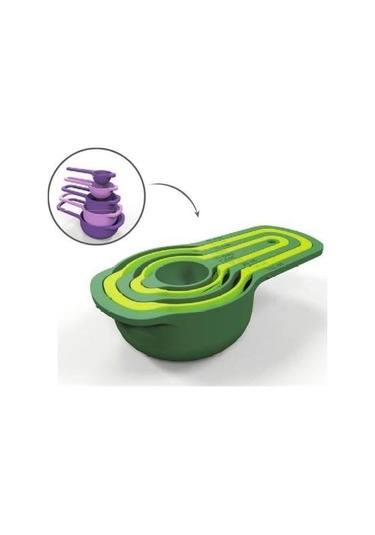 Buffer Pratik Ölçü Kaşığı Kabı 5li Şeker Baharat Sıvı Ölçer Aparat Çok Renkli