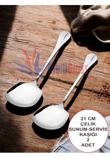 Çelik 21 Cm 2 Adet Servis Kaşığı / Sunum Kaşığı