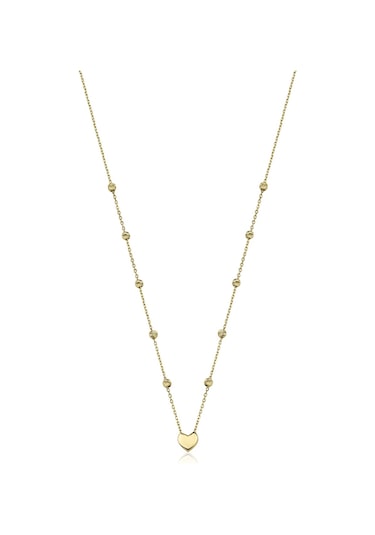 Fiyonk Kuyumculuk Fiyonk 14 Ayar Altın Dorika Top Detaylı Kalp Kolye 001