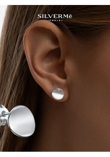 Sılverme 925 Gümüş Çivili Yuvarlak Plaka Küp 355442511 Diğer