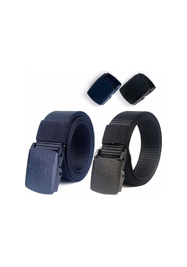 Erkekler İçin 2'li Taktik Kemer Paketi, 1,5" Naylon Askeri Bel Kemeri, Metal Tokasız