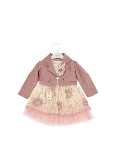 Kız Çocuk Elbise Ceketli Pudra