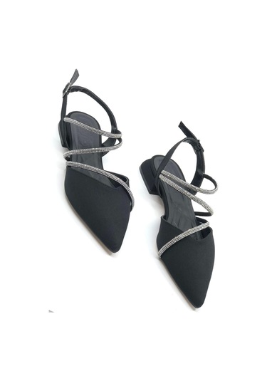 Ventes Taş Dekolteli Kadın Babet Siyah