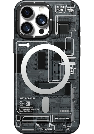 İphone 16 Pro Max Kılıf Magsafe Uyumlu Kamera Denetim Butonlu Youngkit Technology Serisi Kapak Gri