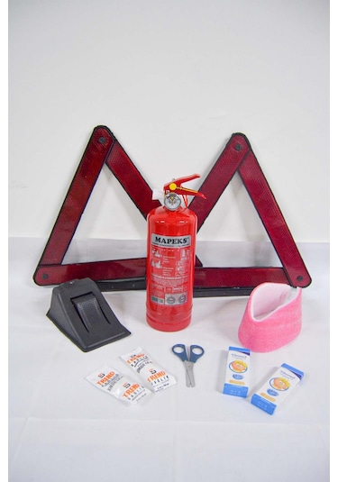 Üçgen Trafik ve İlkyardım Seti Mapeks Yangın Tüpü Takoz Reflektör N11.534