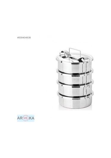 16X8 Cm 4 Gözlü Çelik Sefer Tası 5 Kişilik Çok Renkli