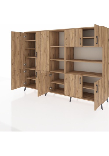 Hyperion Dolap 14 Raflı 9 Kapaklı 220x44x163 Çam-çam Çam-çam