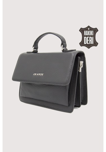 Hakiki Deri Kadın El Çantası Siyah Smr9022 Siyah