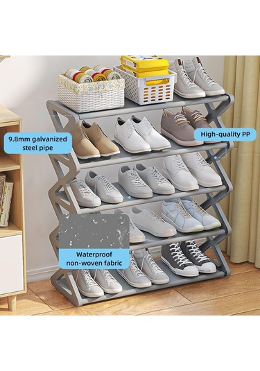 Jms 5 Katmanlı Ayakkabı Rafı X Şekli Ayakkabı Organizatörü Toz Geçirmez Depolama Rafı Galvanizli Çelik Kumaş Siyah Jms 5 Katmanlı Ayakkabı Rafı X Şekli Ayakkabı Organizatörü Toz Geçirmez Depolama Rafı Galvanizli Çelik Kumaş Siyah