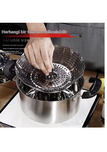 Paslanmaz Çelik Teleskopik Süzgeç Buharlı Pişirici Rafı