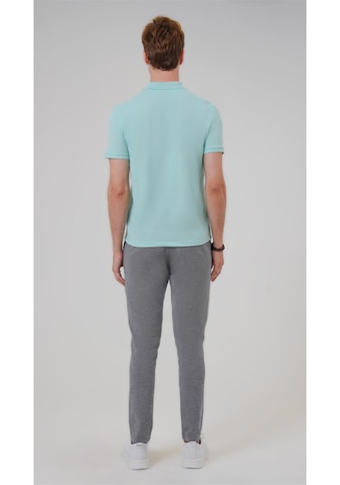 SÜVARİ Su Yeşili Regular Armürlü Polo Yaka Tişört-37215 Su Yeşili