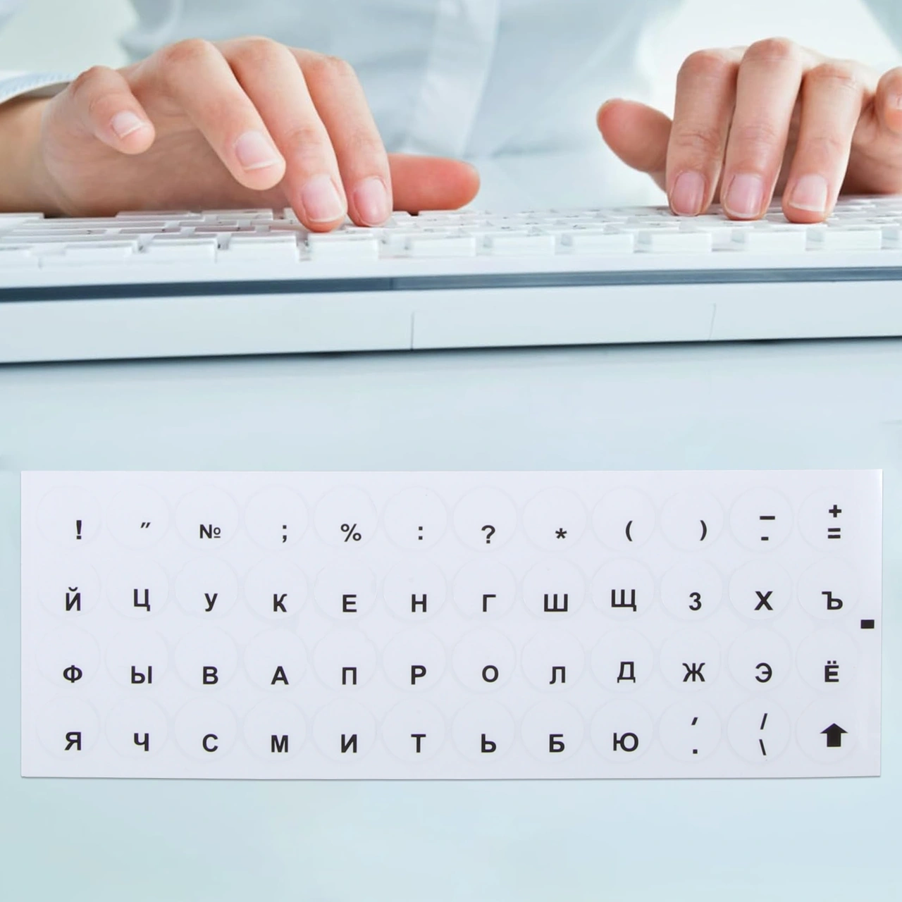 Sones 2 Adet Yuvarlak Şeffaf Klavye Çıkartmaları Rus Tuş Koruyucu