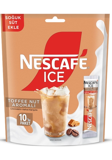 Nescafe Ice Toffee Nut Aromalı Çözünebilir Kahve 10,5g 10'lu Paket 10x6 Hazır