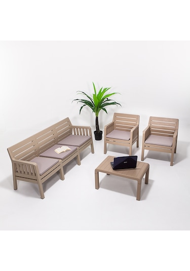Lara 3+1+1 S Bahçe Balkon Takımı - Cappucino Kahverengi