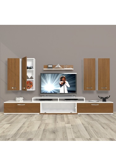 Decoraktiv Ekoflex 8d Slm Tv Ünitesi Tv Sehpası Beyaz - Ceviz