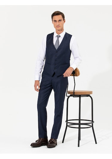Cacharel Lacivert Slim Fit Yelek