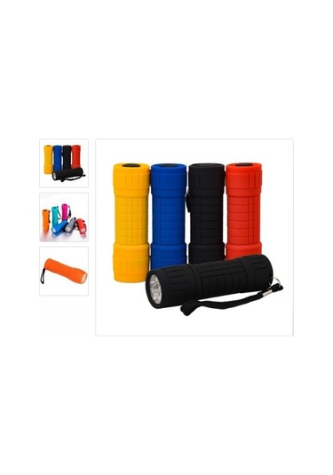 9 Led Kauçuk El Feneri Çok Renkli