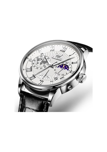 Olevs 2893 Erkekler Çok Fonksiyonlu İş Kuvars Saati Siyah + Beyaz