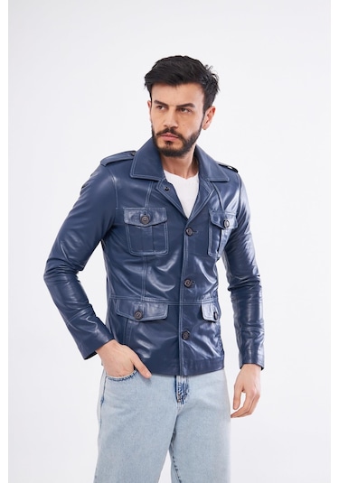 Derinss Der265 Hakiki Deri Erkek Mavi Mont 001