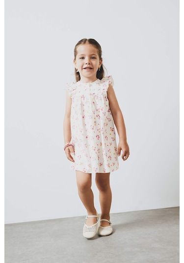 DeFacto Kız Bebek Çiçekli Kısa Kollu Twill Yazlık Elbise E5811A525SMER134